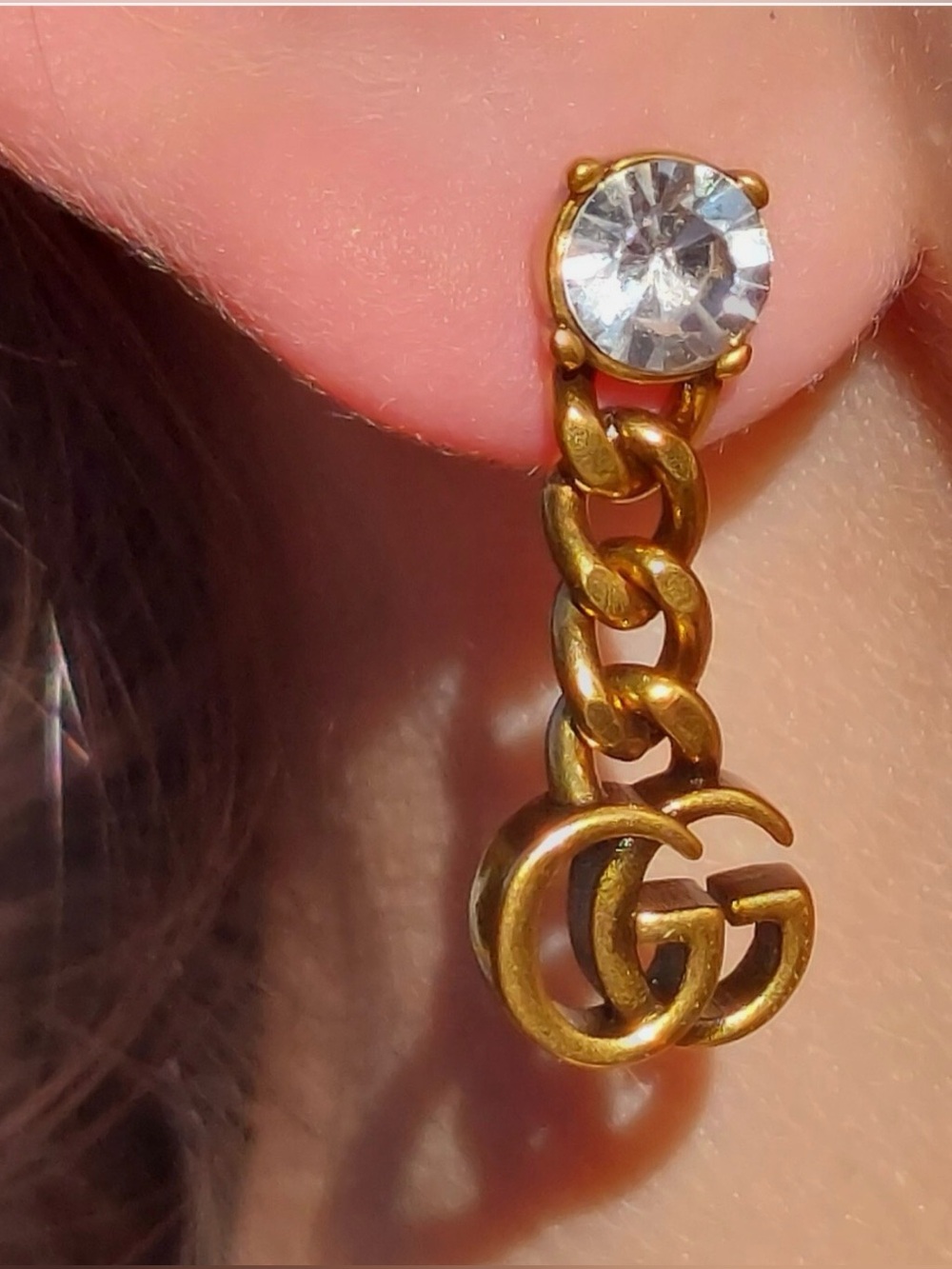 GUCCI GG CRYSTAL EARRINGS - Box & Dust Pouch Included EUC